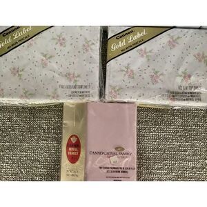 Cannon VTG Sheet Set Gold Label Non Iron Percale Full Size W Pillowcases Pink H1